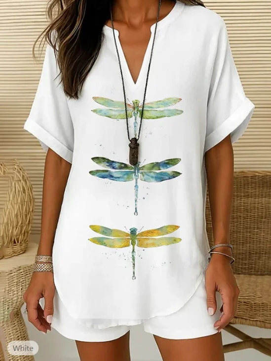 Elegant Dragonfly Loose Blouse