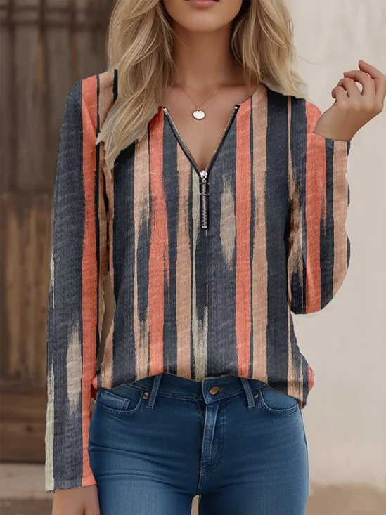 Cotton-Blend Geometric Vintage T-Shirt