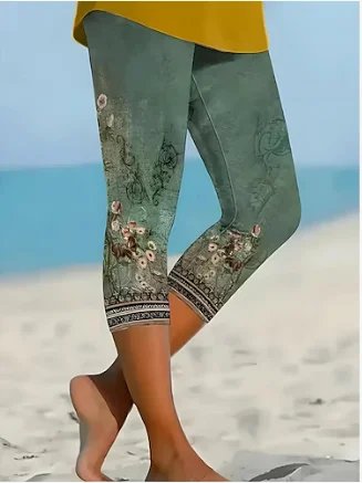 Women's casual tight print pants