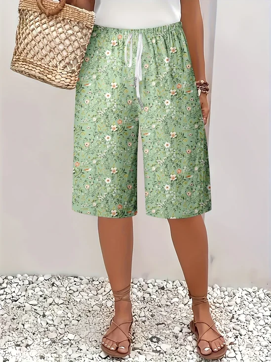 Women's  H-Line Straight Pants Daily Going Out Pants Green Casual Printing Floral Summer Pants