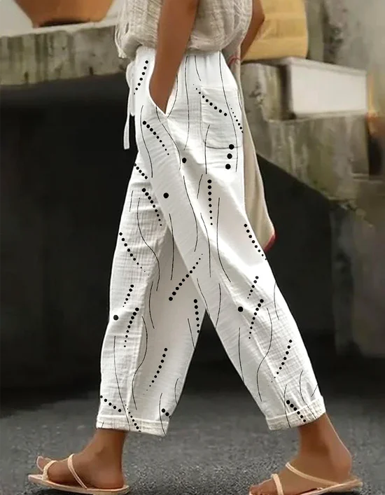 Casual Loose Abstract Polka Dots Pants