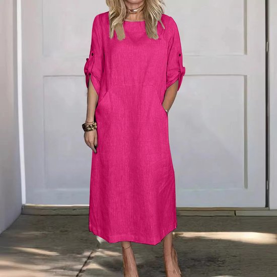 Casual Plain Crew Neck Maxi Dress
