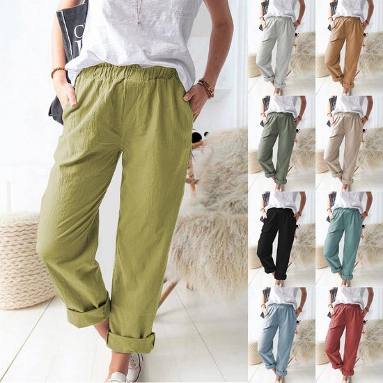 Women's Casual Loose Pocket Solid Color Trousers
