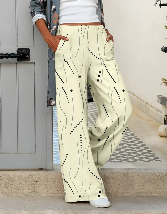 Women's Casual Loose Pocket Solid Color Trousers