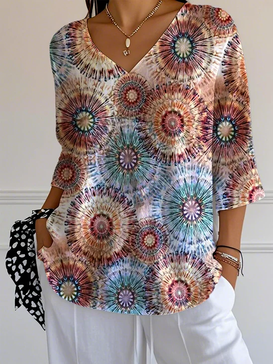 Women's V-Neck Three-Quarter Sleeve T-Shirt