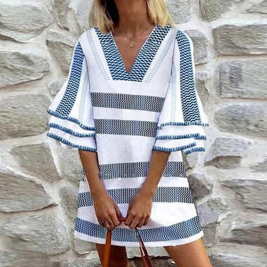 Geometric Casual Dress With No