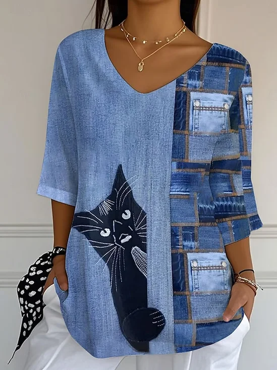 Cat Regular Fit Vintage T-Shirt
