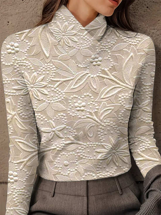 Women's Long-Sleeved High-Neck Slim-Fitting Top
