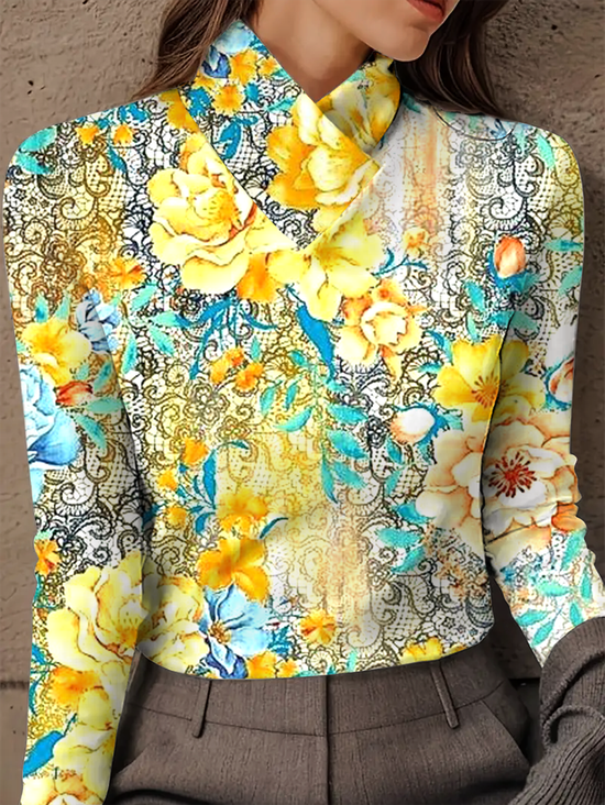 Women's Long-Sleeved High-Neck Slim-Fitting Top