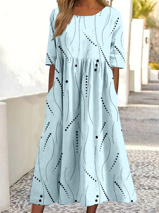 Women Casual Summer Abstract polka dots Polyester Daily Loose Half Sleeve A-Line No Dresses
