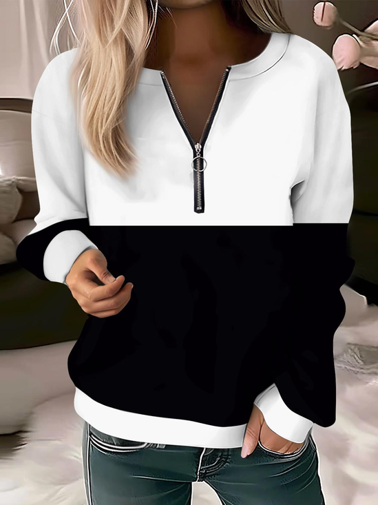 Women's Long Sleeve Front Center Zipper Sweatshirt