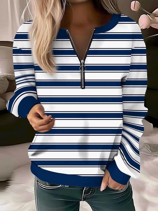 Women's Long Sleeve Front Center Zipper Sweatshirt