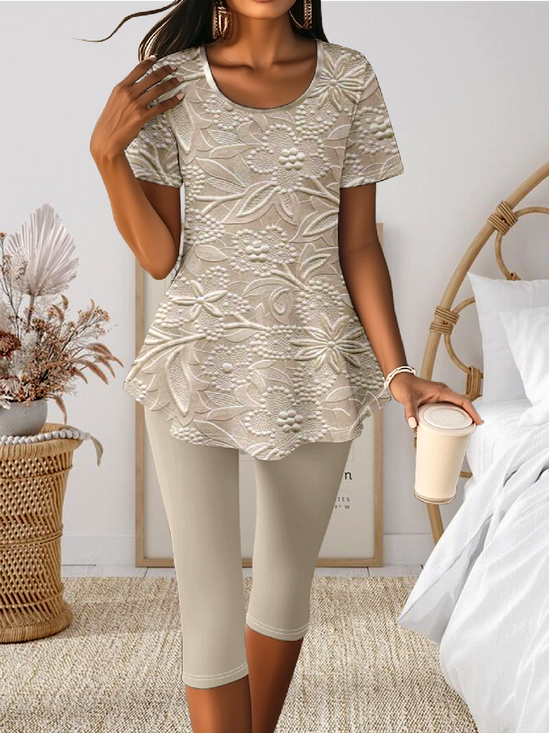 Crew Neck Casual Two-Piece Set