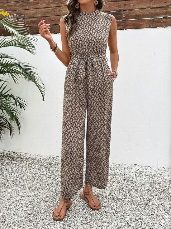 Women's H-Line Tank Crew Neck Daily Going Out Casual Printing Geometric Summer Long Jumpsuit Romper
