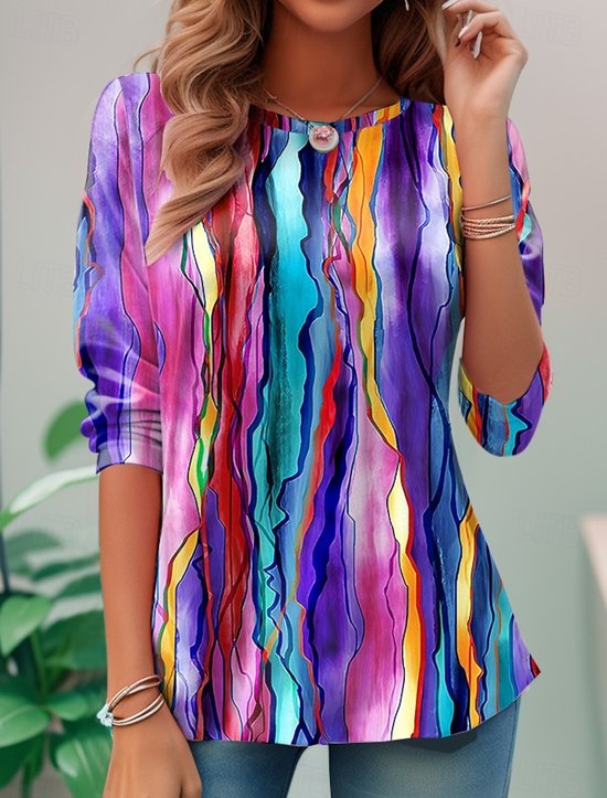 Casual Long Sleeve Round Neck T-Shirt