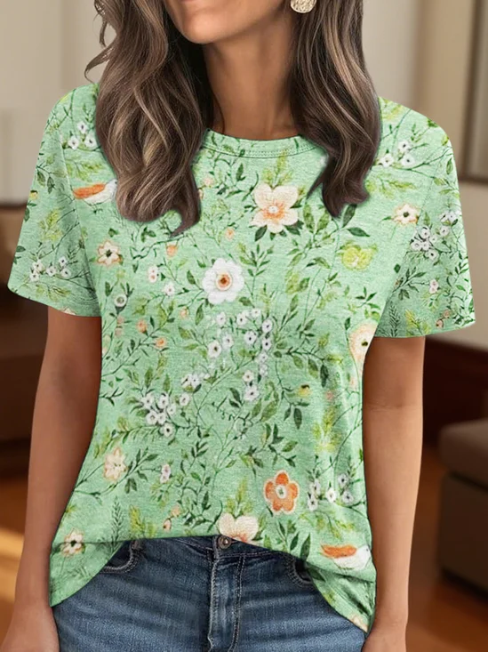 Floral Vintage Regular Fit Crew Neck T-Shirt