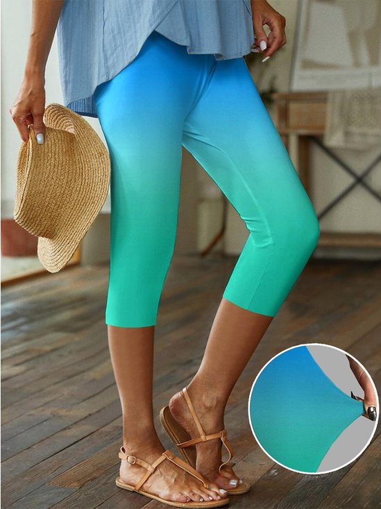 Women's Elegant Resort Vintage Full Length Artistic Gradient Leggings