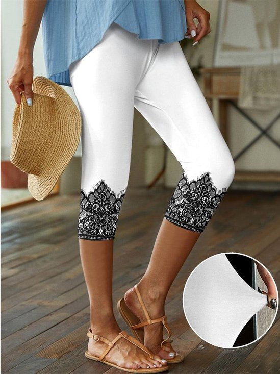 Women's Elegant Resort Vintage Full Length Art Lace Floral Leggings