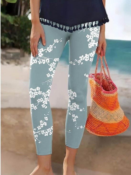 Women's Elegant Resort Vintage Full Length Gradient Floral Leggings