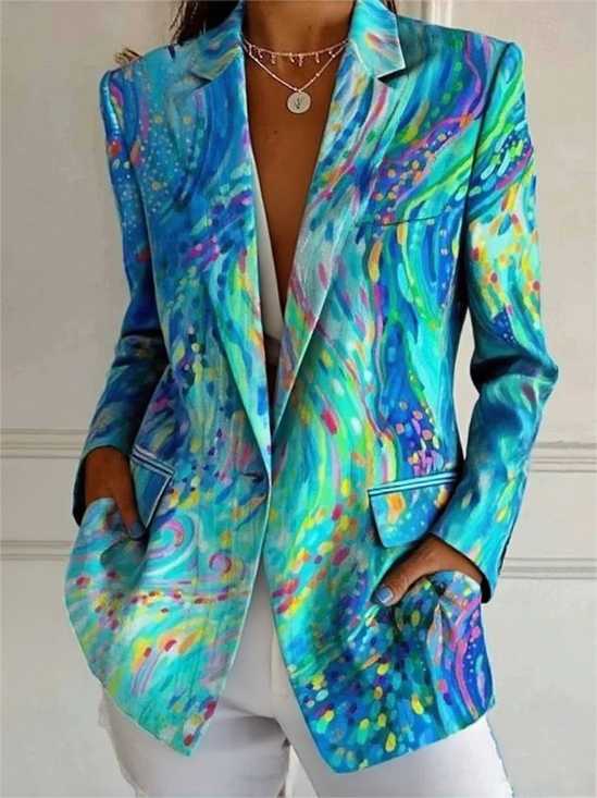 Lapel Collar Regular Fit Gradient Pattern Formal Blazer
