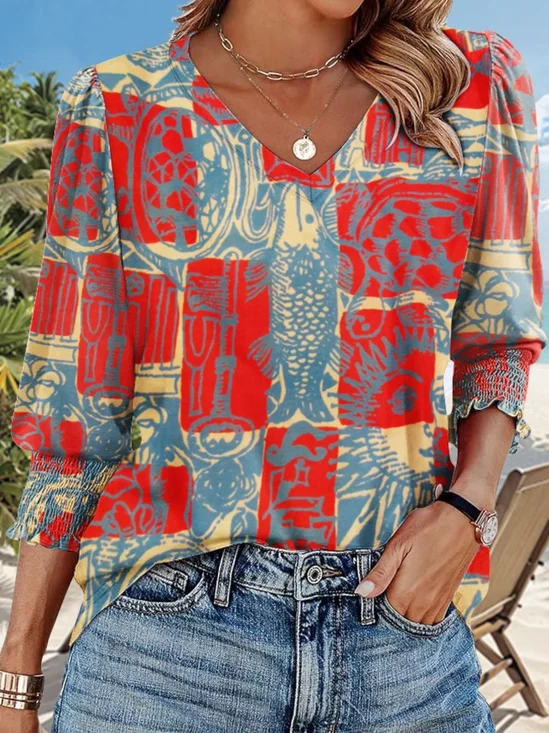 Casual Animal V Neck T-Shirt