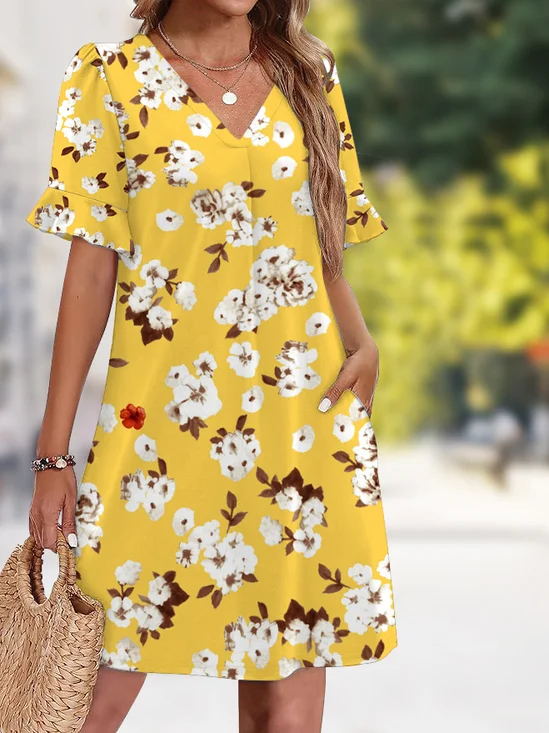 Floral Casual Regular Fit Dress With No
