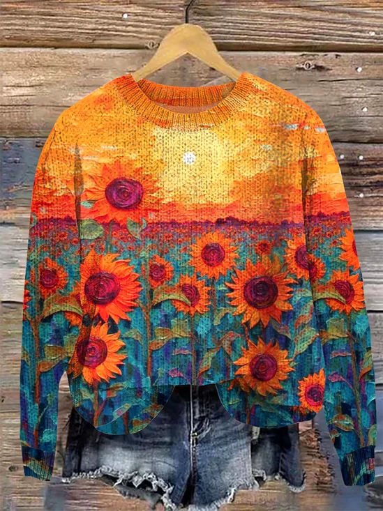 Casual Animal Crew Neck Sweater