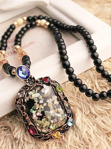 New Color Shell Cat's Eye Stone Long Korean Sweater Chain Accessories Retro Necklace