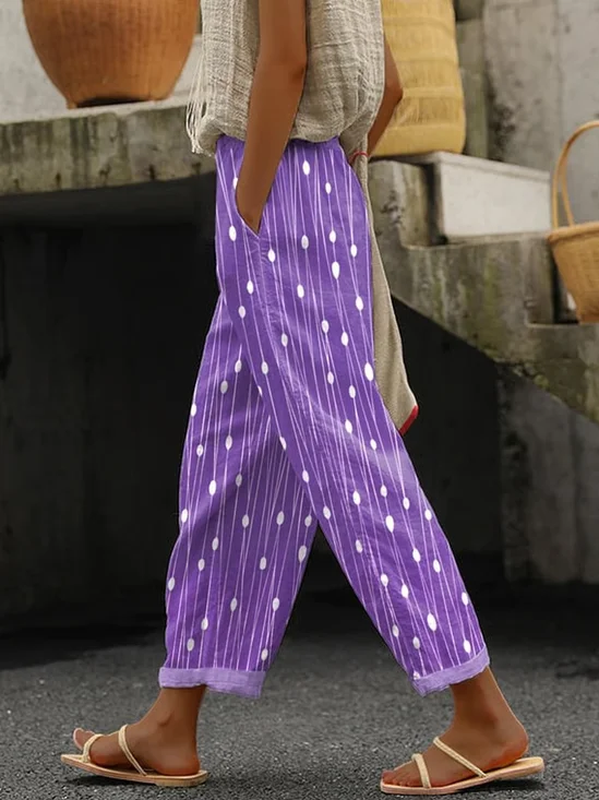 Women's  H-Line Baggy Pants Daily Going Out Pants Purple Casual Printing Striped Spring/Fall Pants