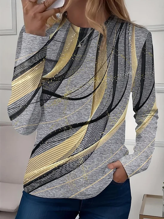 Crew Neck Casual Color Block T-Shirt