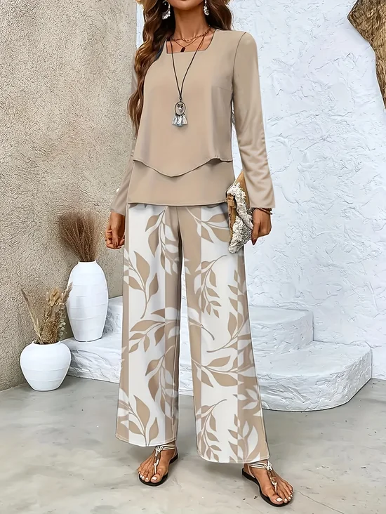 Street Square Neck Loose Geometric Two-Piece Set
