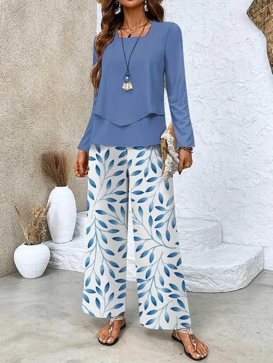 Square Neck Loose Simple Two-Piece Set