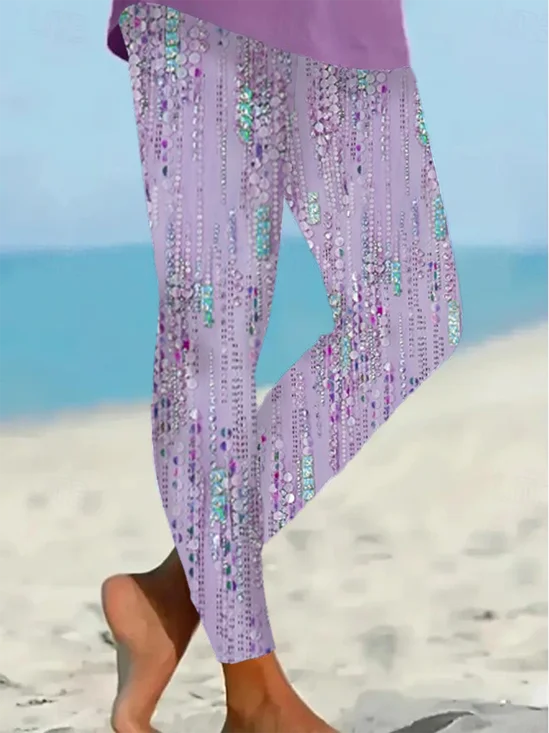 Abstract Casual Printing Tight Leggings