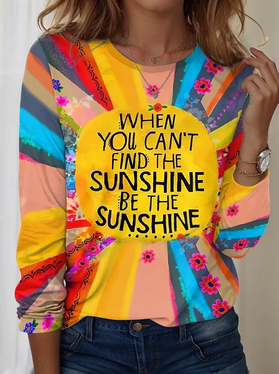 Women's Sunflower Vintage Casual Long Sleeve T-Shirt
