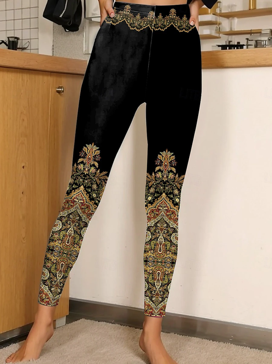 Halloween Women's Casual Slim Fit Leggings Pumpkin Pattern