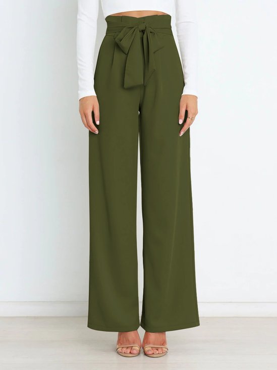 Women's  Elastic Waist H-Line Wide Leg Pants Daily Going Out Pants White Casual Split Joint Plain Spring/Fall Pants