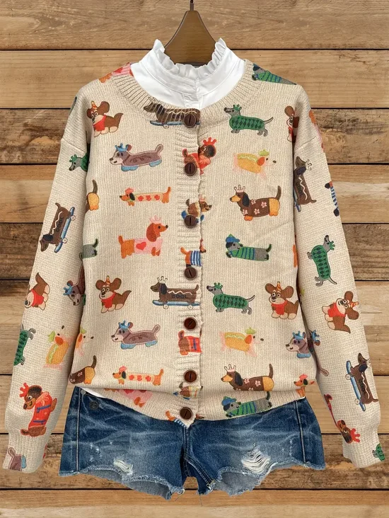 Animal Picture Knitted Peasant Cardigan