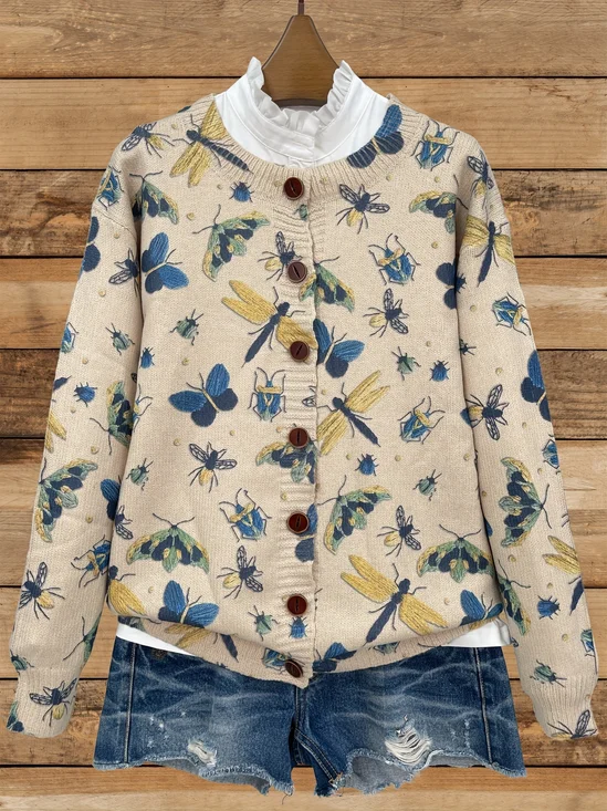 Ethnic Butterfly Loose Crew Neck Cardigan