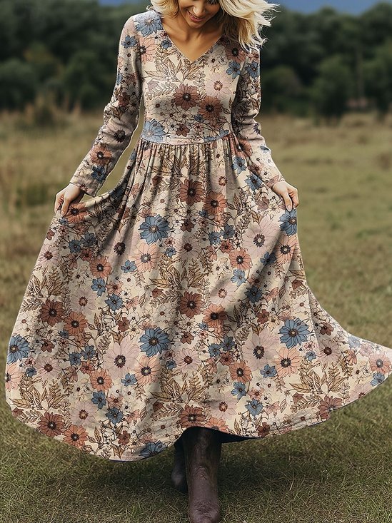 Women's Maxi Dress A-Line Skirt Holiday Casual Bohemian Beach Floral Pattern