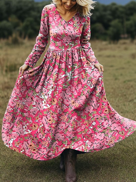 Women's Maxi Dress A-Line Skirt Holiday Casual Bohemian Beach Floral Pattern