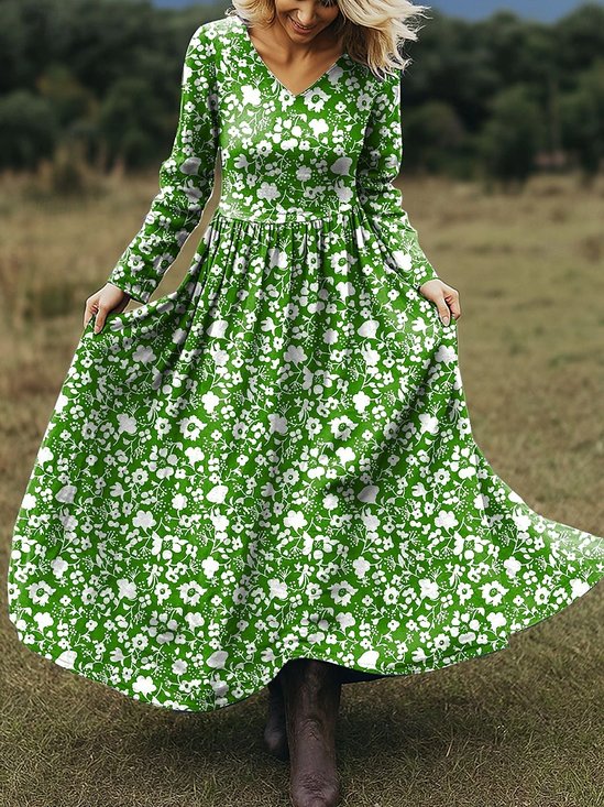 Women's Maxi Dress A-Line Skirt Holiday Casual Bohemian Beach Floral Pattern