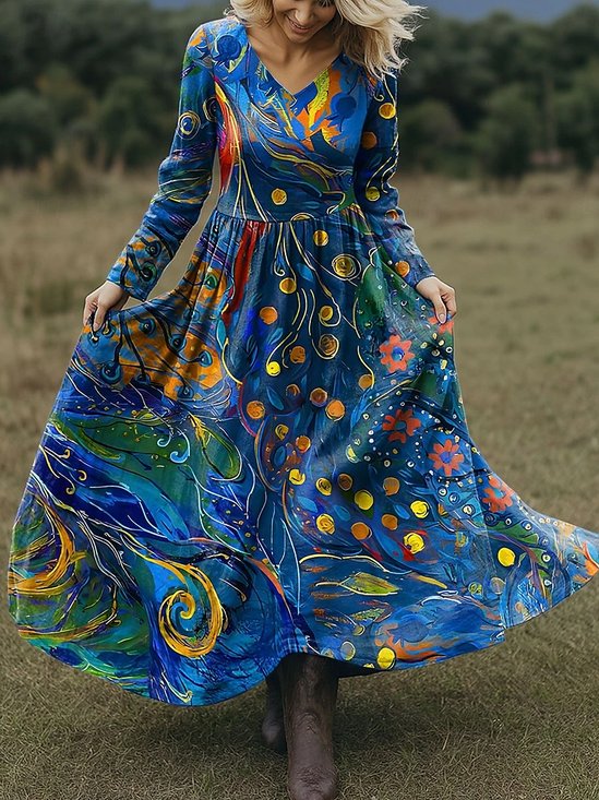 Women's Maxi Dress A-Line Skirt Holiday Casual Bohemian Beach Ethnic Pattern