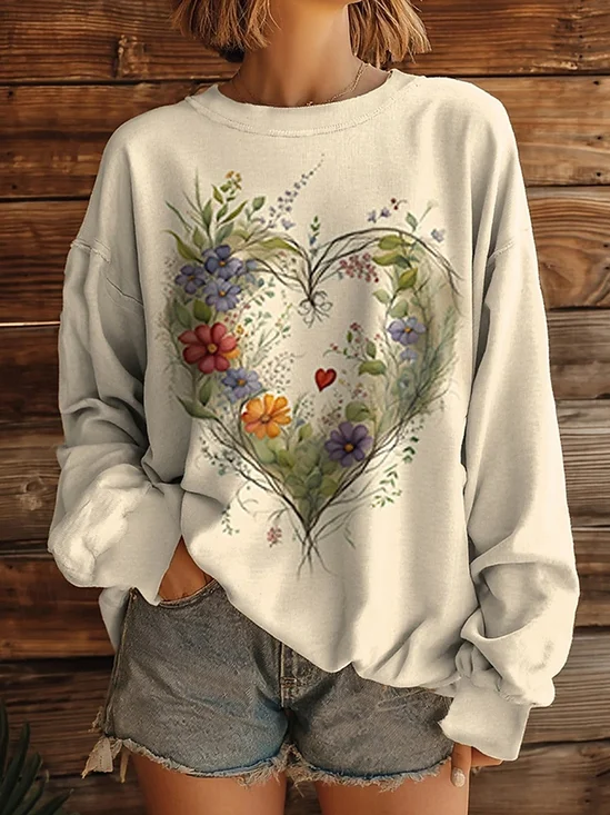 Women's Sweatshirt Floral Animal Pattern Casual Long Sleeve Crew Neck Top Street Daily Print