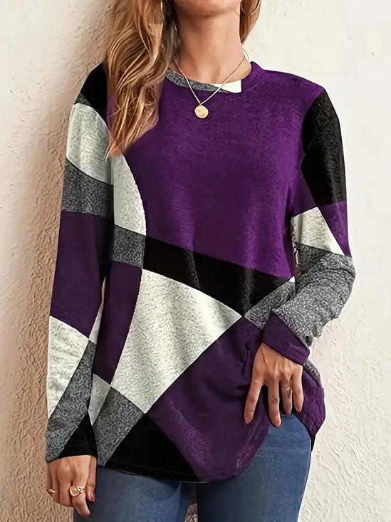 Women's Alzheimer's Abstract Print Casual Crew Neck Long Sleeve T-Shirt