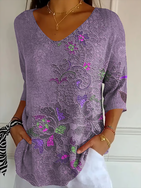 Women's Alzheimer's Floral Print Casual T-Shirt