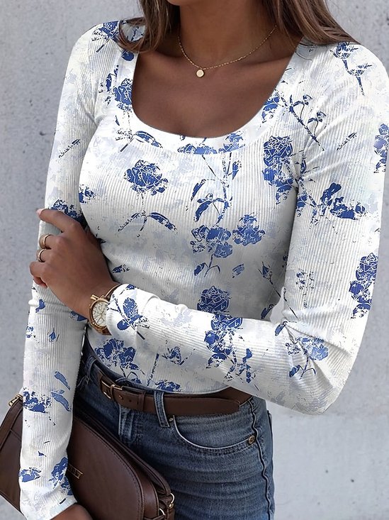 Casual U-Neck Regular Fit Cotton T-Shirt
