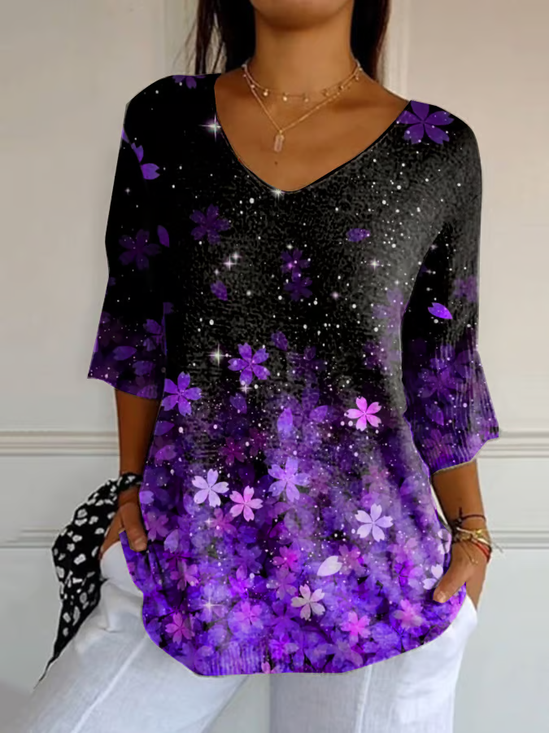 Women's Alzheimer's Floral Print Casual T-Shirt