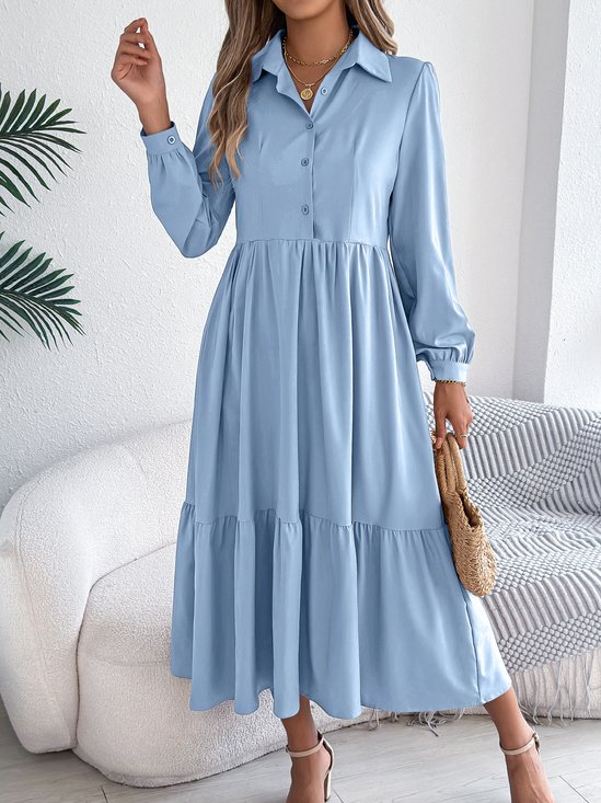 Cotton Casual Plain Regular Fit Dress With No