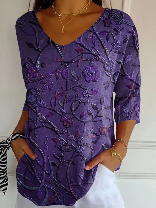 Women's Alzheimer's Floral Print Casual T-Shirt