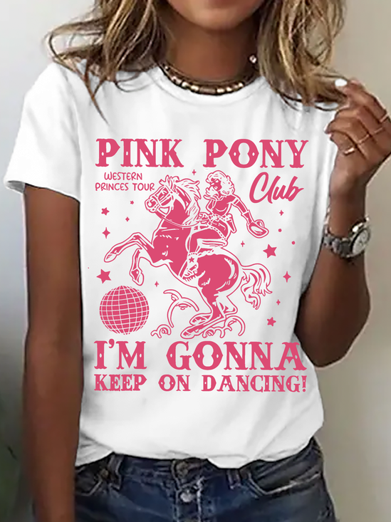Women's Pony And Heels Lover Pink Girls Clubs Disco T-Shirt